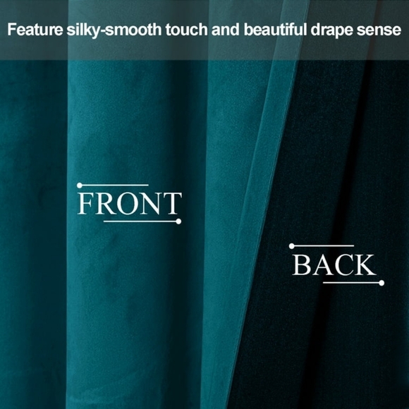 JIUZHEN Velvet Curtains 96 Inch Long 2 Panel - Picture 6 of 6